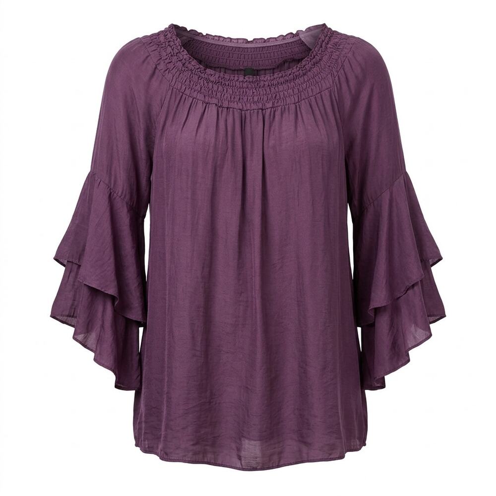 Anything Silk Blend Bling Made in Italy Blouse Women See Measurements